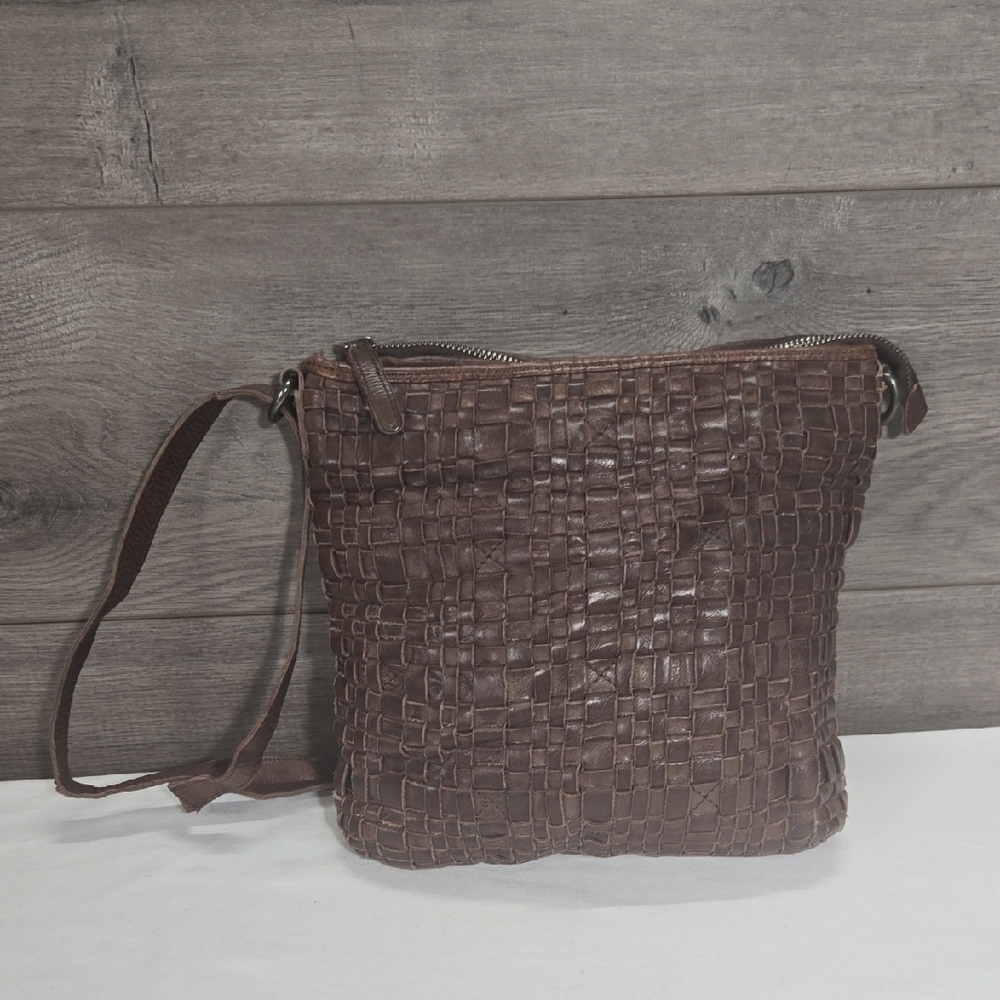 Vilenca Holland for Anthropologie Brown Woven Crossbody Bag